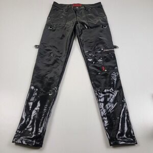 Tripp Nyc Punk Goth Rave Black Vinyl PVC Zipper Fetish Skinny Pants 29x31